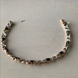 Vintage Sapphire and Marcasite Tennis Bracelet in Vermeil
